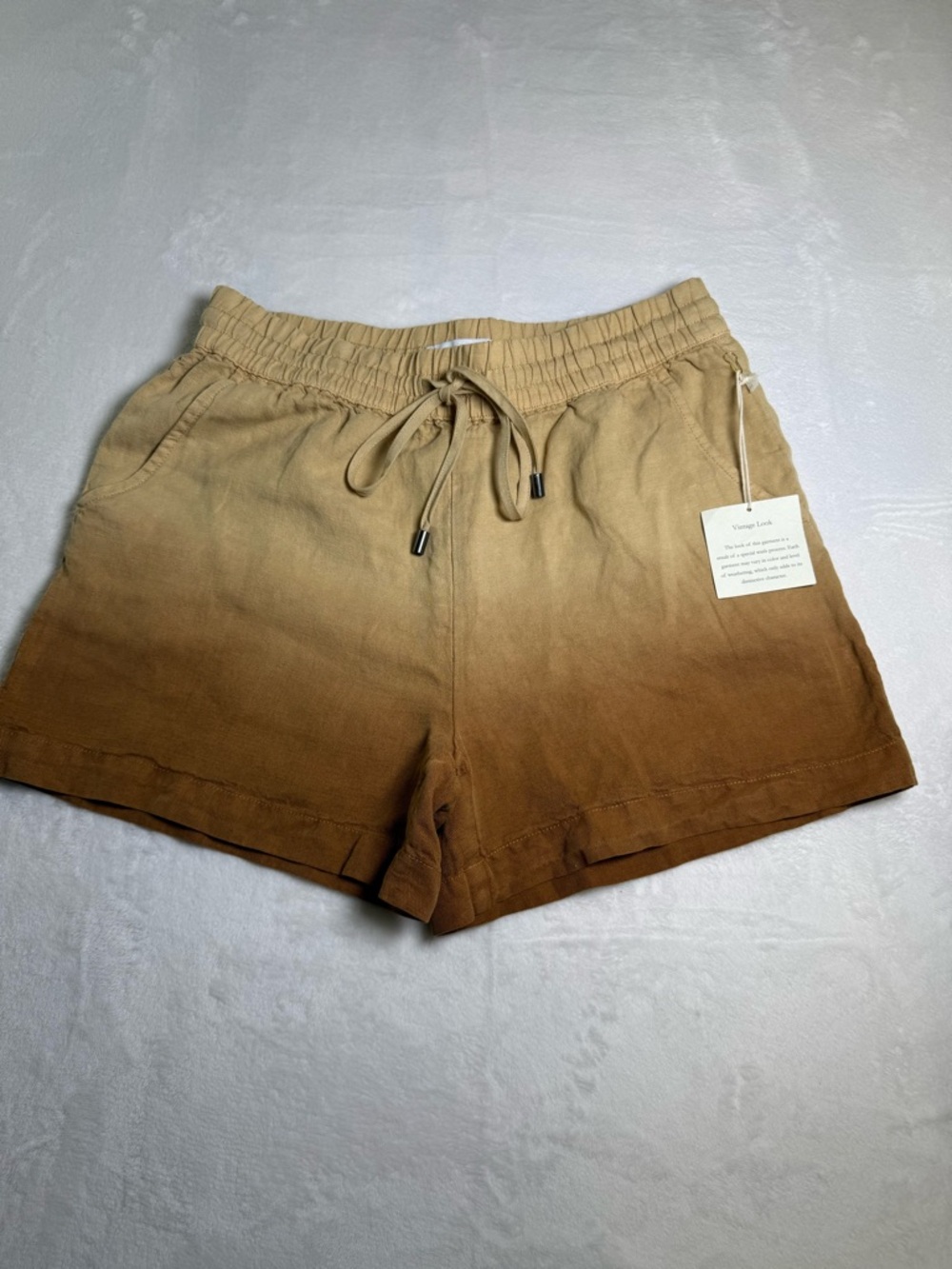 C&C California‎ Tan to Brown Gradient Linen-Blend Drawstring Shorts